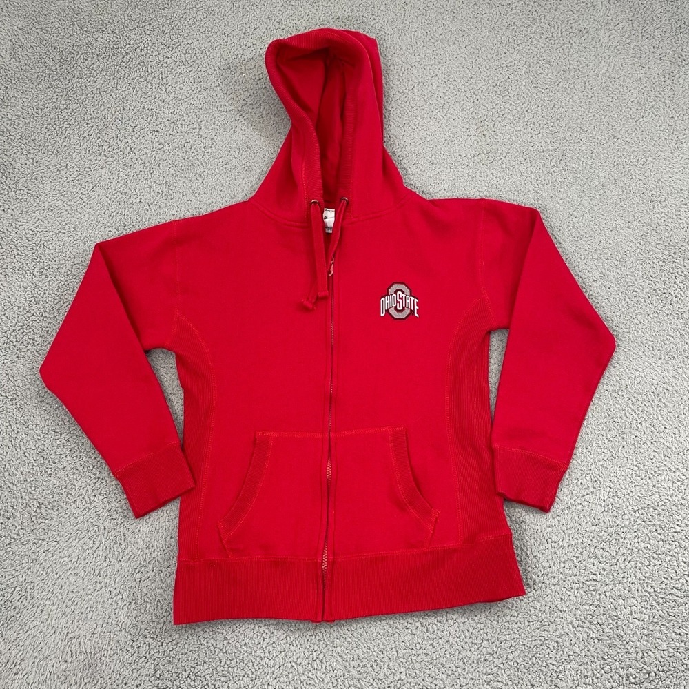 Ohio State Buckeyes Hoodie Women M Red J. America Collegiate Sportswear Full Zip